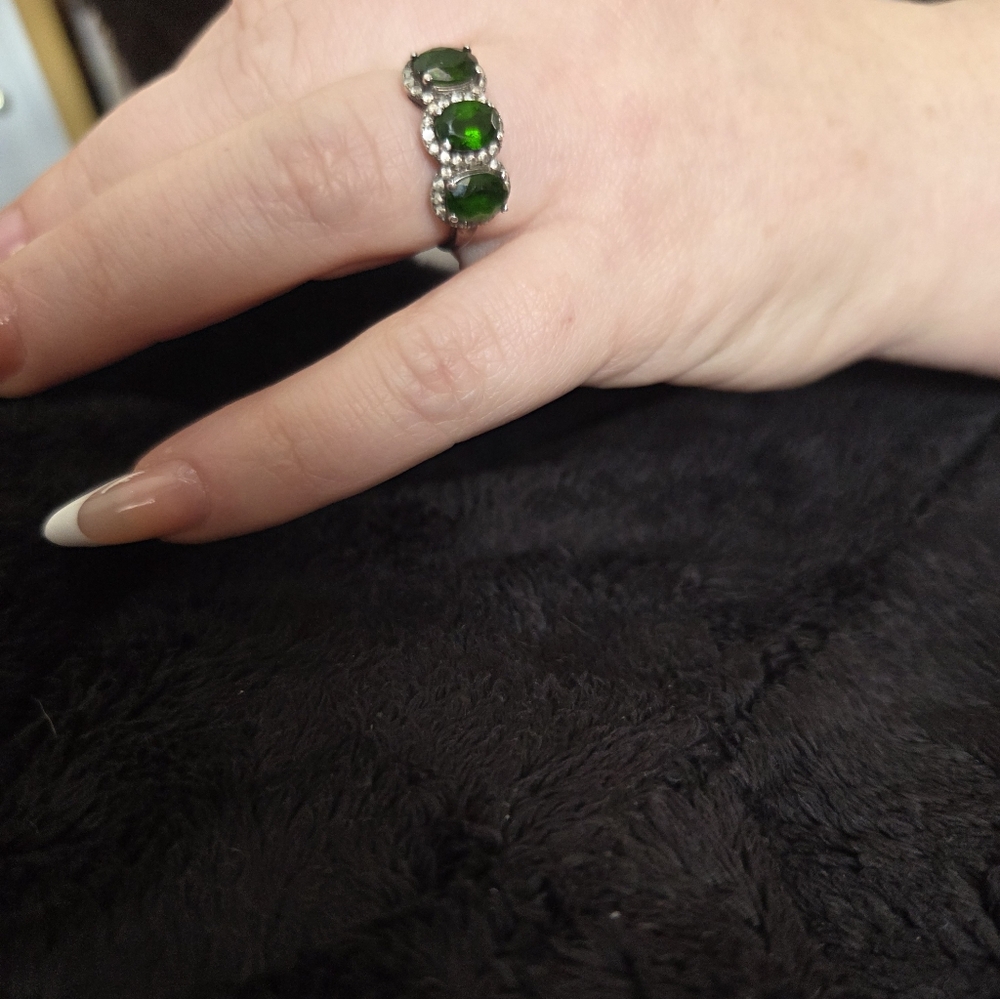 Russian Emerald Sterling Silver Ring